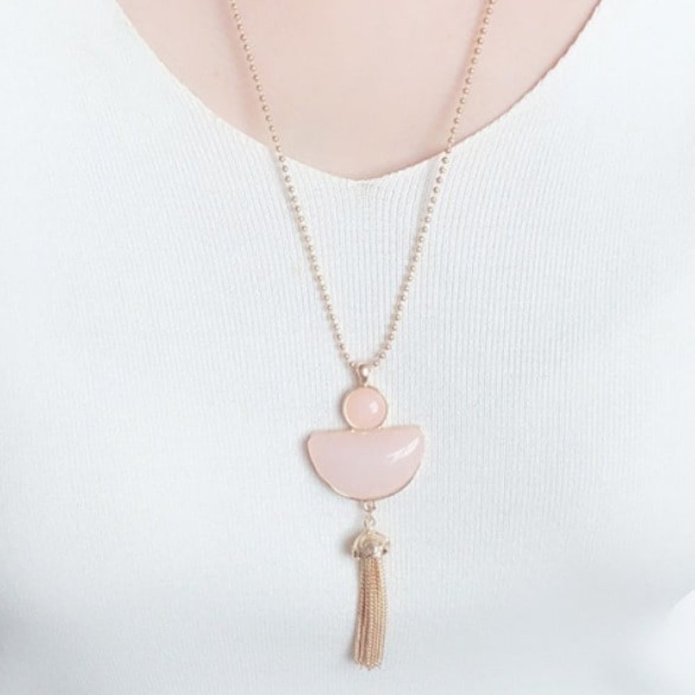 Pink Crystal Gemstone Pendant Necklace